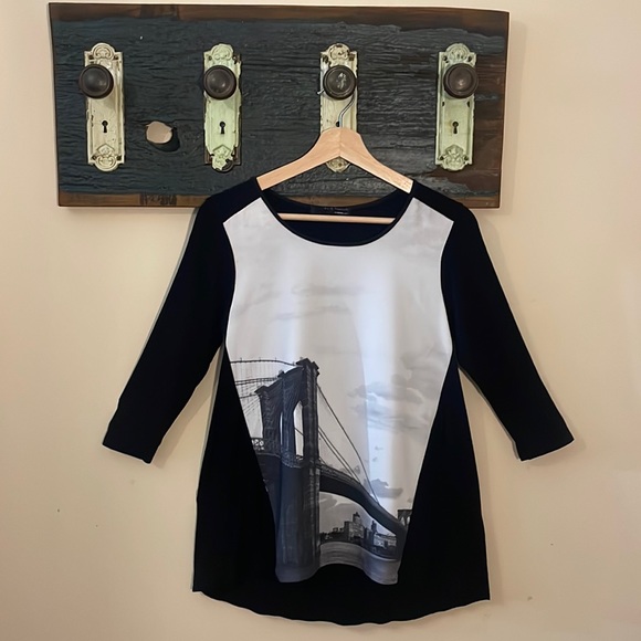 Elie Tahari for Design Nation New York 3/4 Sleeve Graphic Top Size Small - Picture 5 of 15